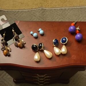 Elegant Pearl and Blue Stone Earrings